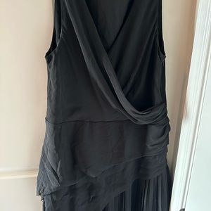 Black mini dress with ruffle details